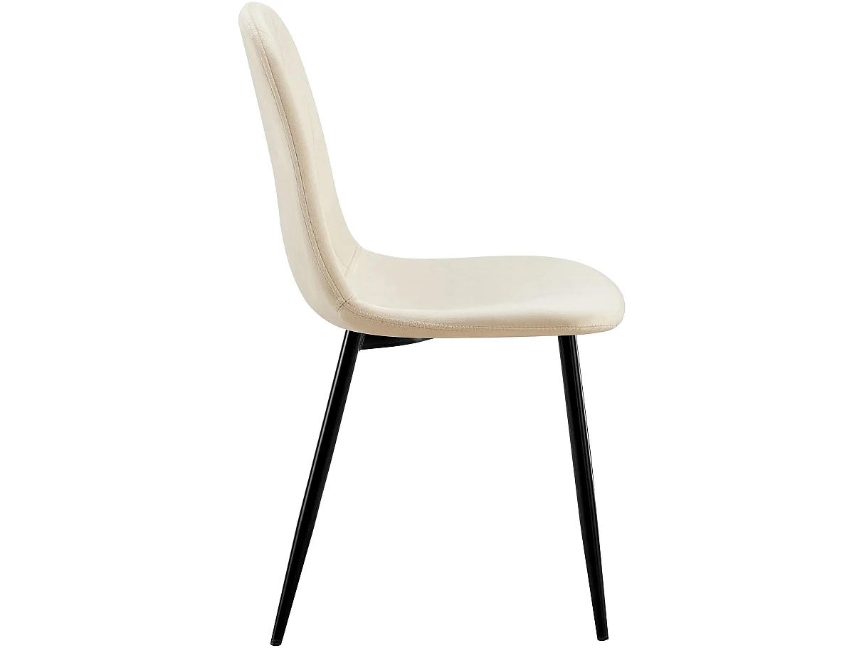 Lot de 4  chaise salle à manger - Velours - Crème - Baxter