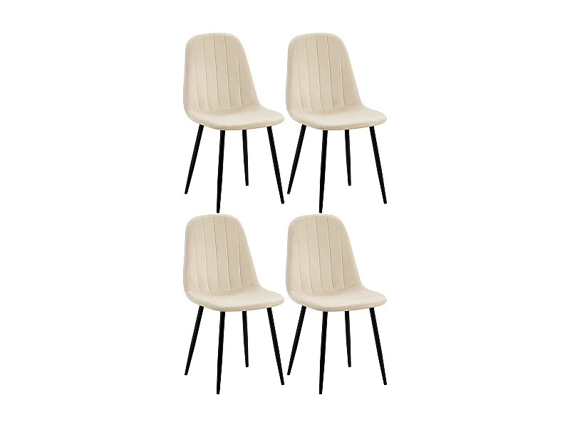 Lot de 4  chaise salle à manger - Velours - Crème - Baxter