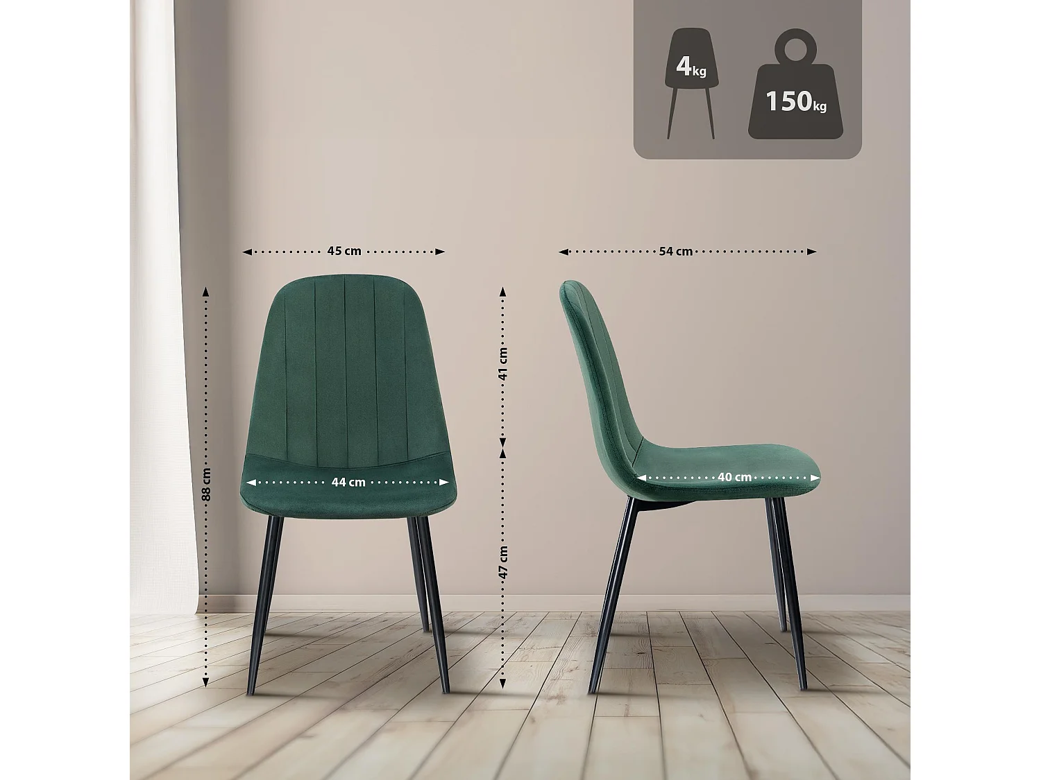 chaise salle à manger - Métal - Vert - Baxter