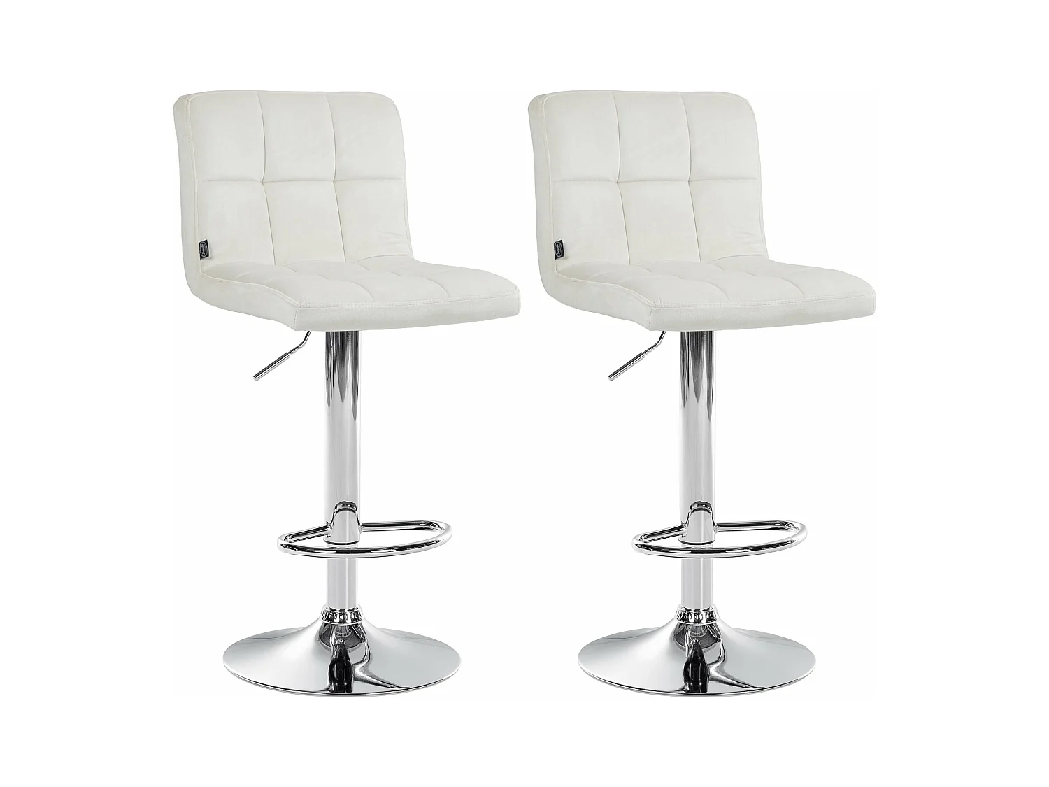 Lot de 2  Tabouret de bar - Velours & Chrome - Crème - Peru