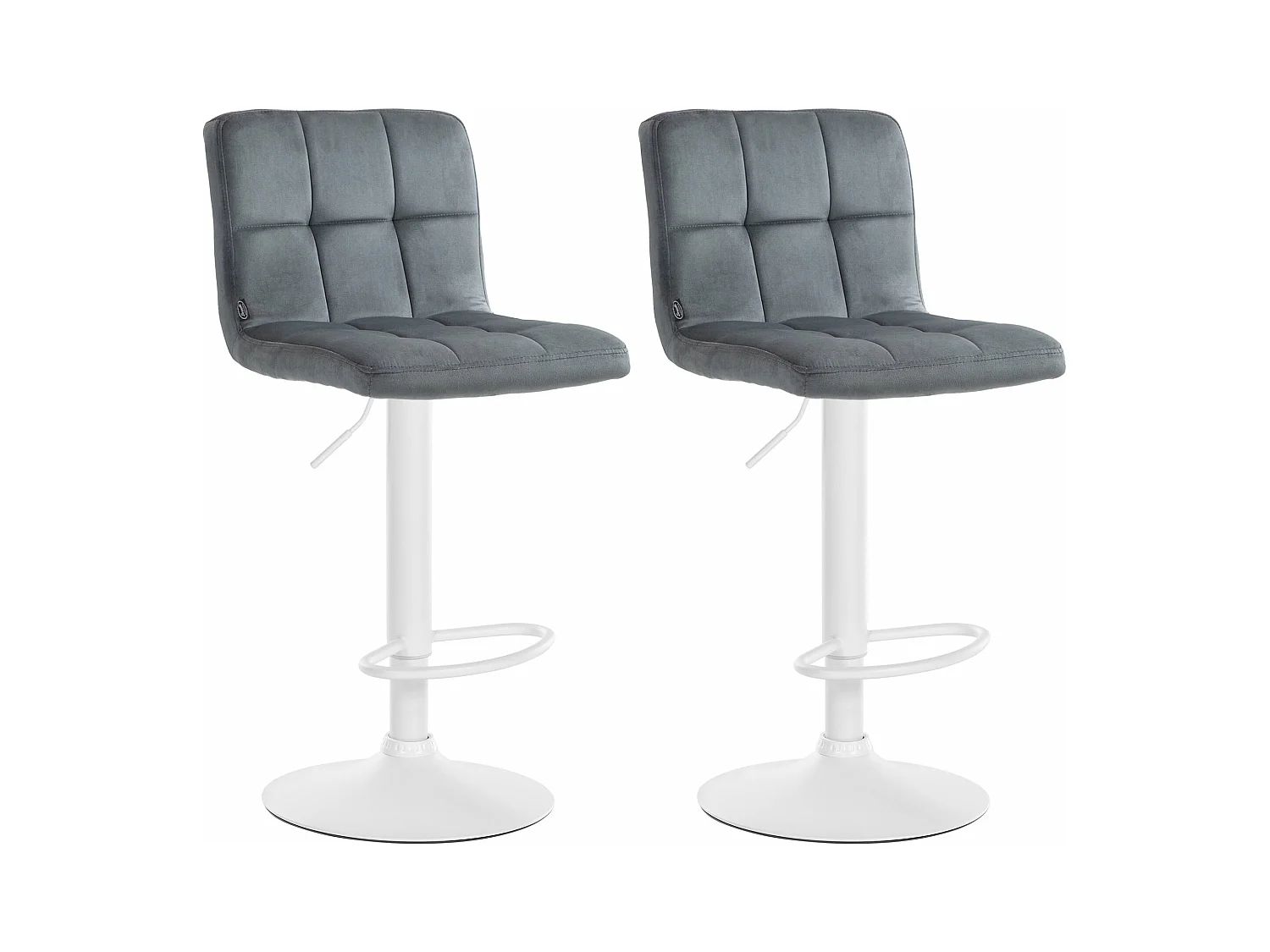 Lot de 2  Tabouret de bar - Velours & Blanc - Gris foncé - Peru