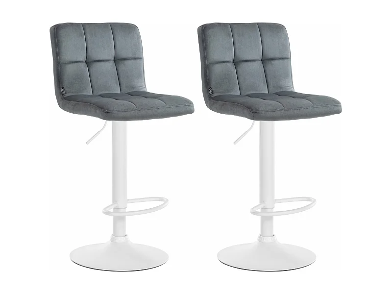 Lot de 2  Tabouret de bar - Velours & Blanc - Gris foncé - Peru