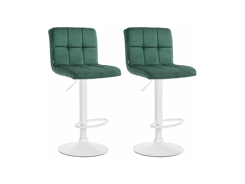 Lot de 2  Tabouret de bar - Velours & Blanc - Vert - Peru