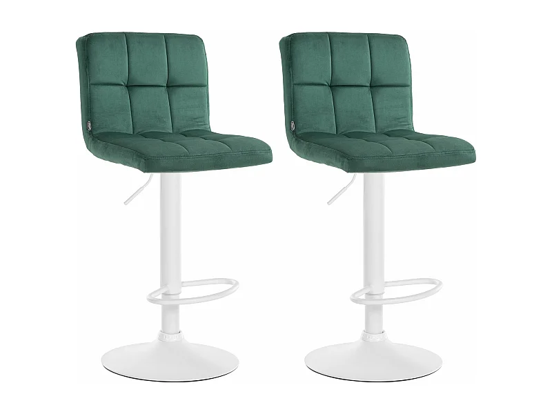 Lot de 2  Tabouret de bar - Velours & Blanc - Vert - Peru