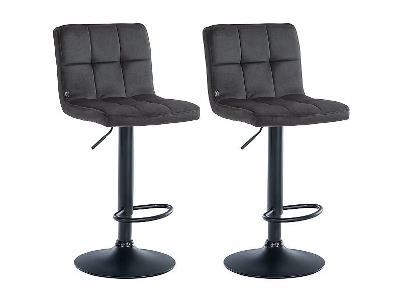 Lot de 2  Tabouret de bar - Velours & Noir - Noir - Peru