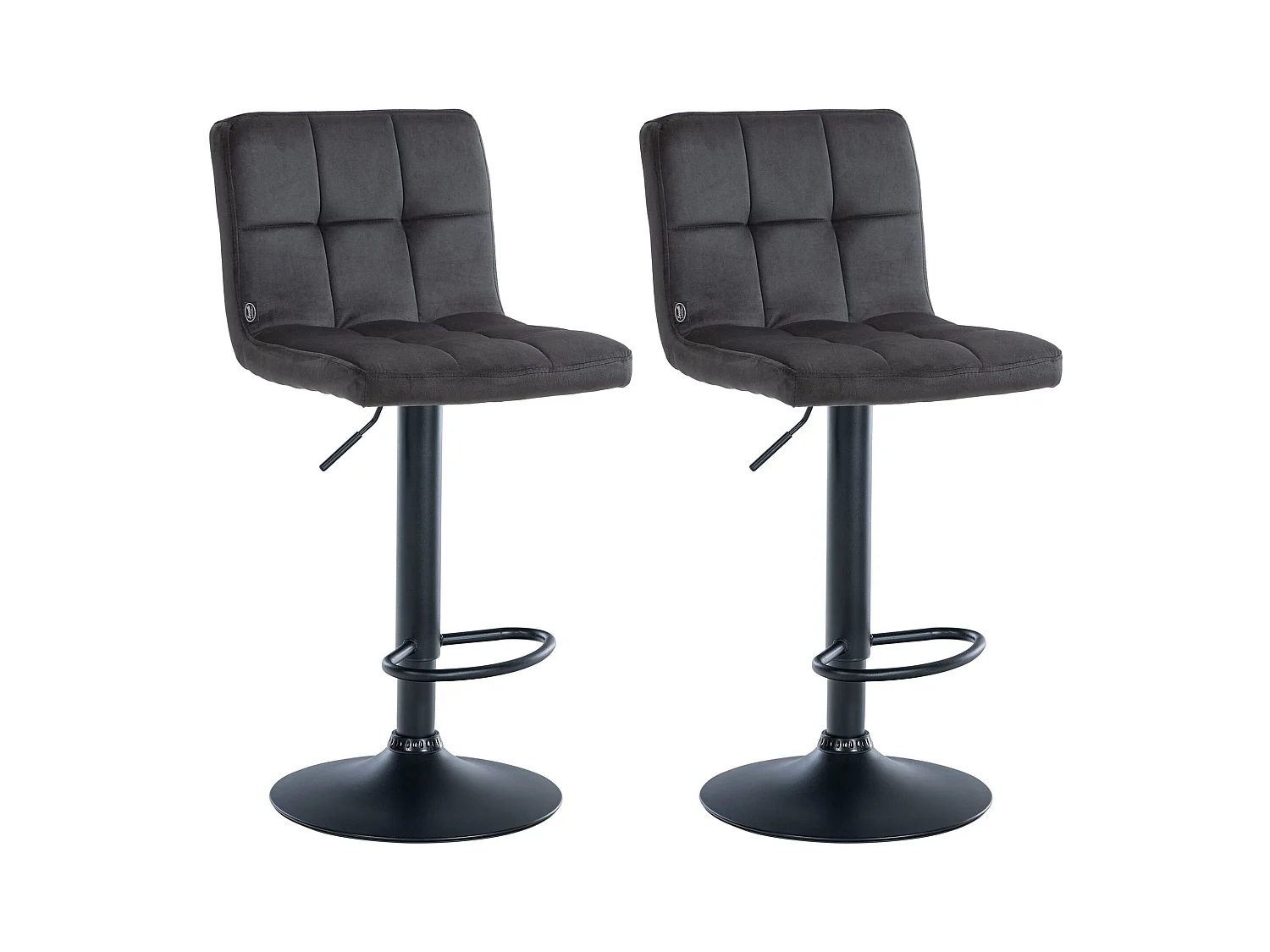 Lot de 2  Tabouret de bar - Velours & Noir - Noir - Peru