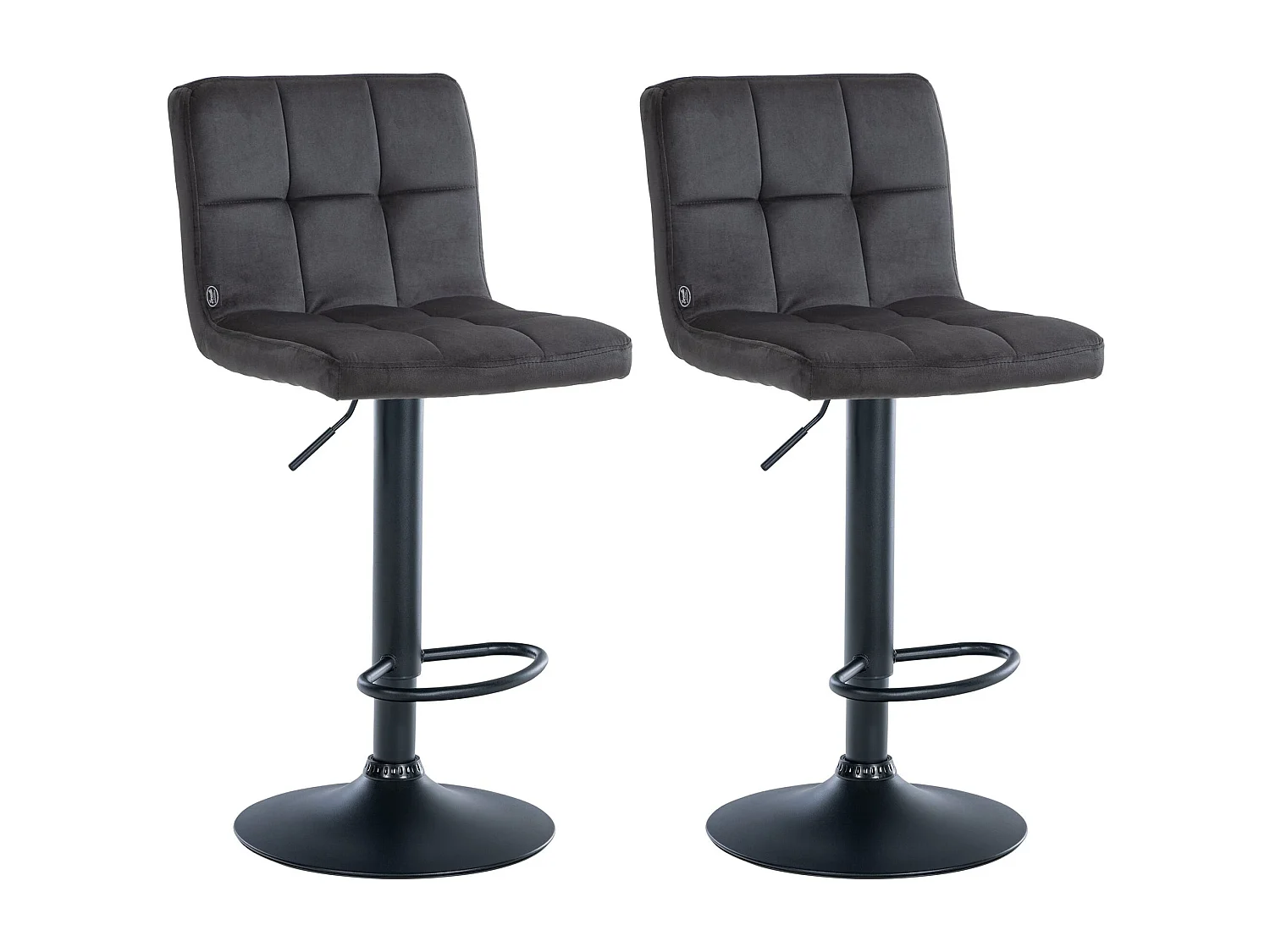 Lot de 2  Tabouret de bar - Velours & Noir - Noir - Peru