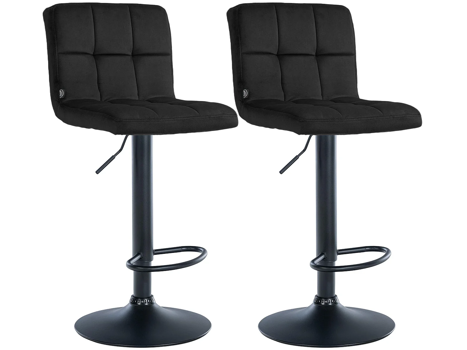Lot de 2  Tabouret de bar - Velours & Noir - Noir - Peru