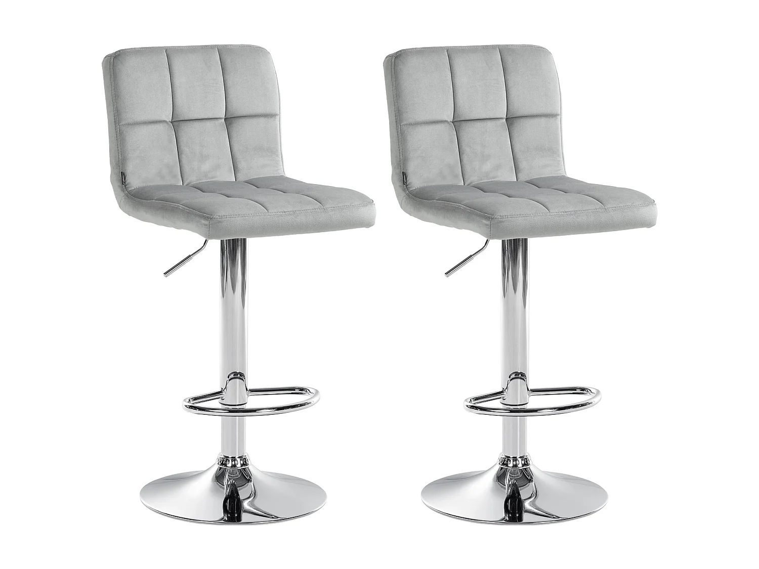 Lot de 2  Tabouret de bar - Velours & Chrome - Gris - Peru