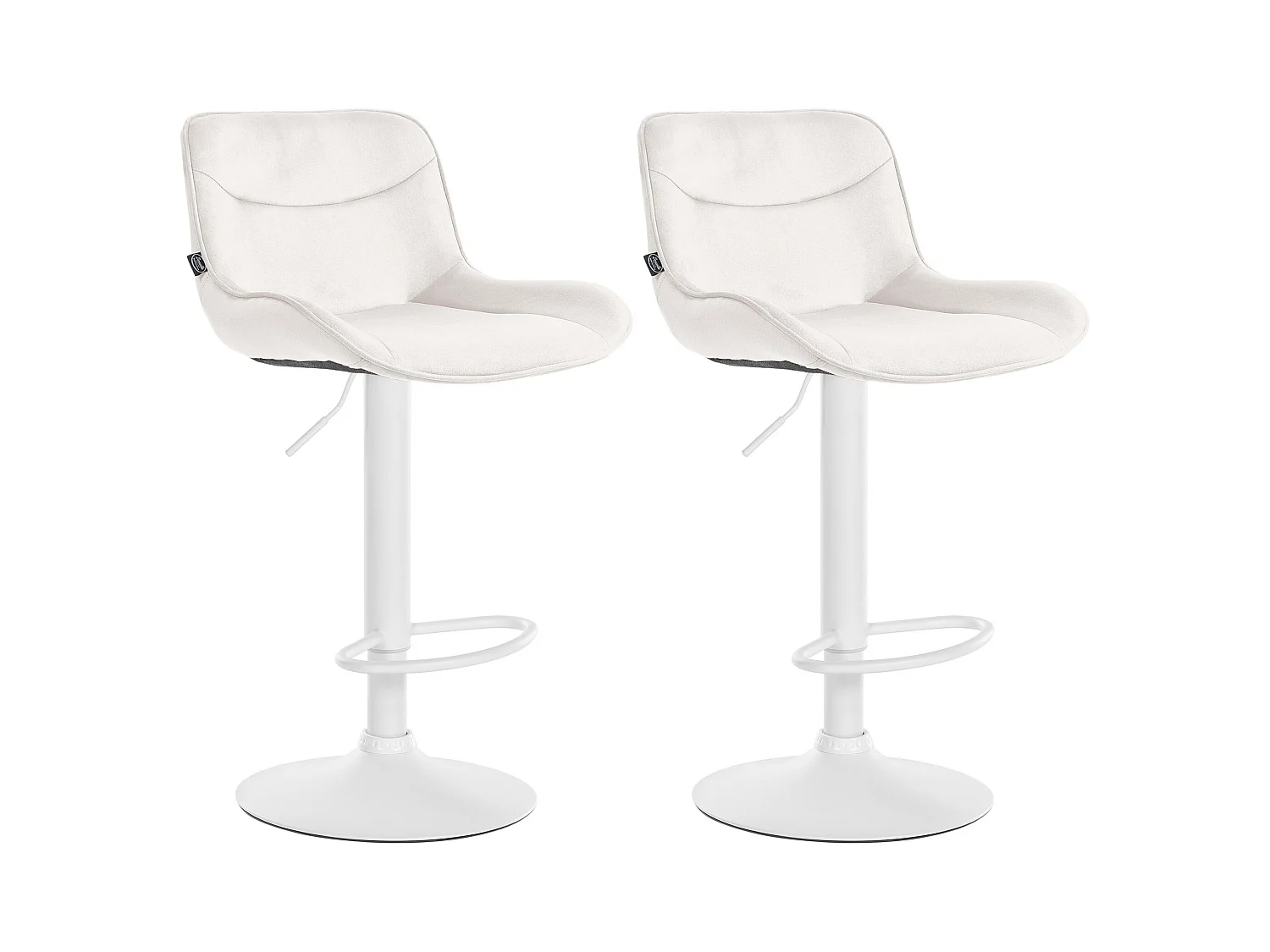 Lot de 2  Tabouret de bar - Velours & Blanc - Crème - Vonore