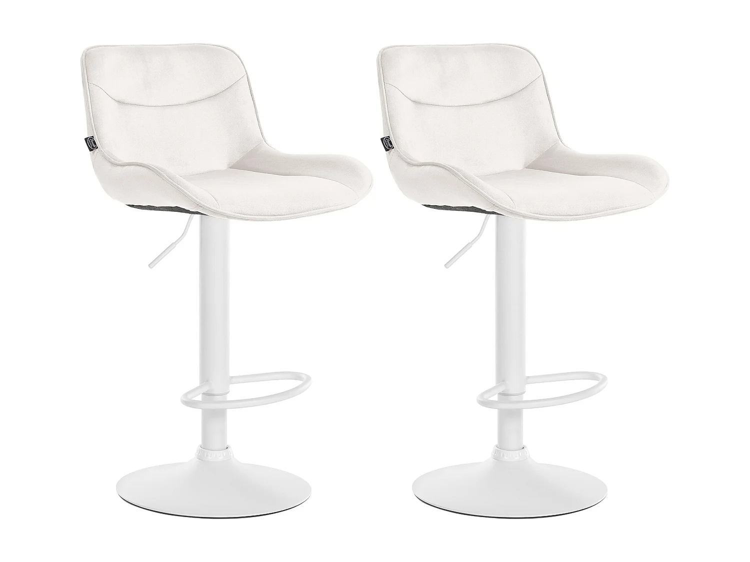 Lot de 2  Tabouret de bar - Velours & Blanc - Crème - Vonore