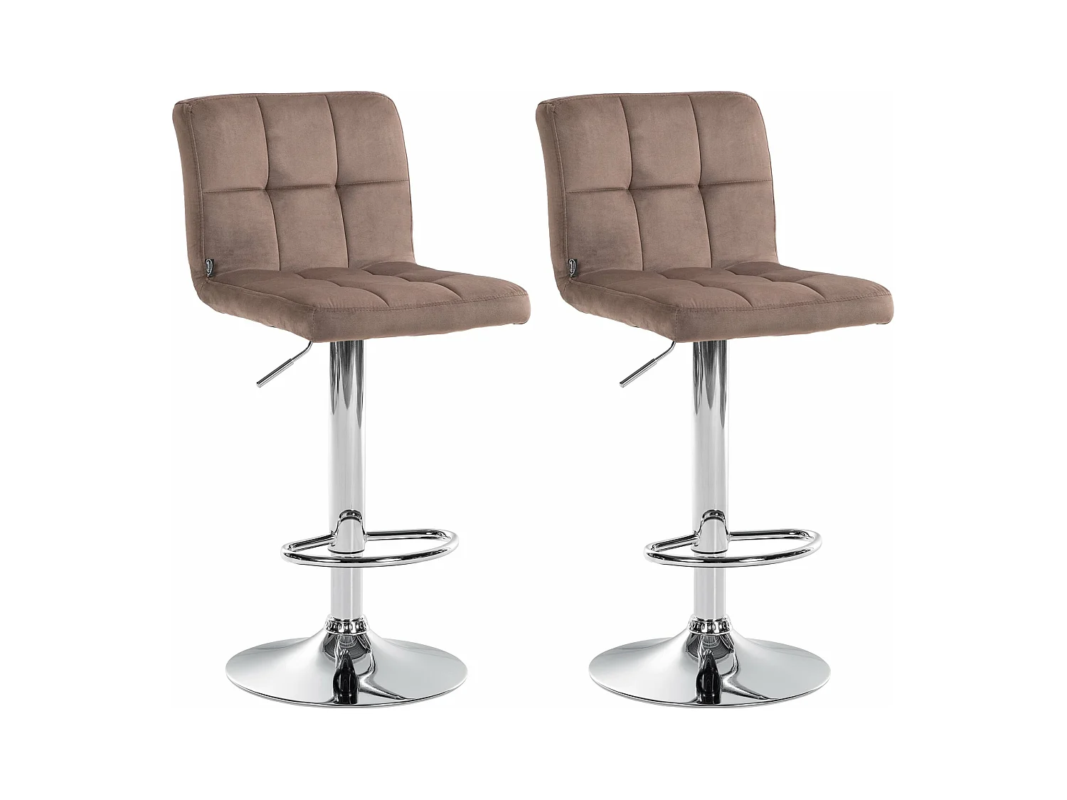 Lot de 2  Tabouret de bar - Velours & Chrome - Marron - Peru