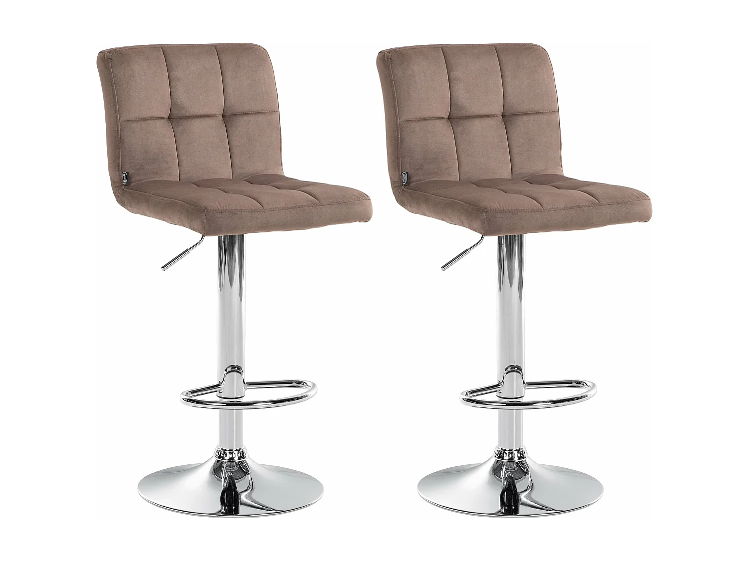 Lot de 2  Tabouret de bar - Velours & Chrome - Marron - Peru