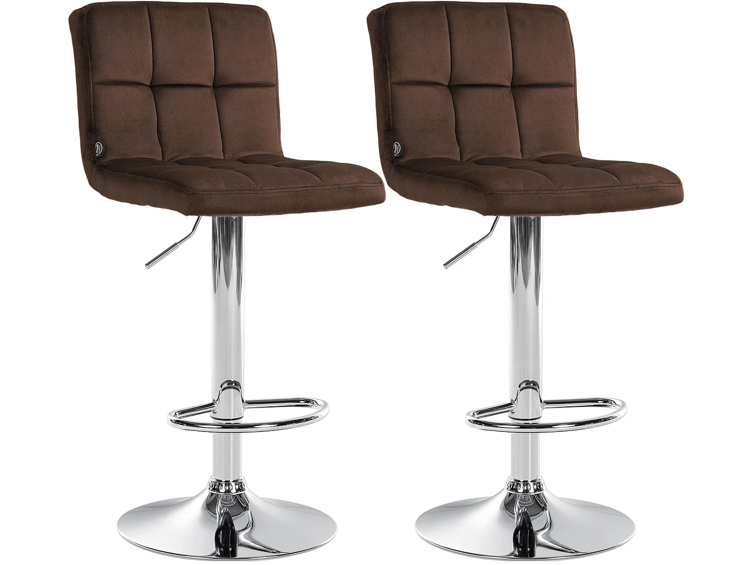 Lot de 2  Tabouret de bar - Velours & Chrome - Marron - Peru