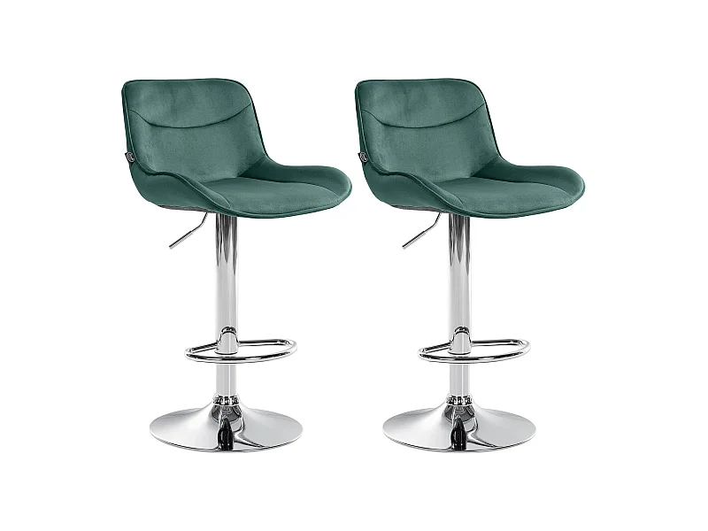 Lot de 2  Tabouret de bar - Velours & Chrome - Vert - Vonore