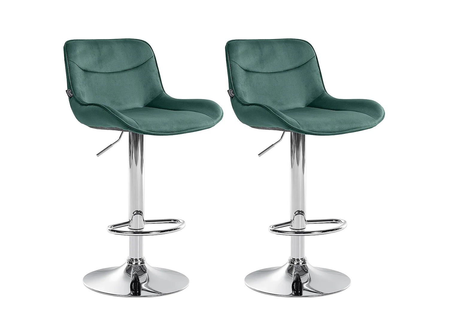 Lot de 2  Tabouret de bar - Velours & Chrome - Vert - Vonore