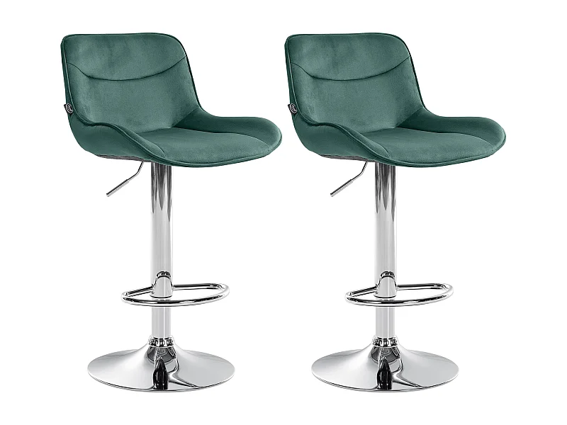 Lot de 2  Tabouret de bar - Velours & Chrome - Vert - Vonore