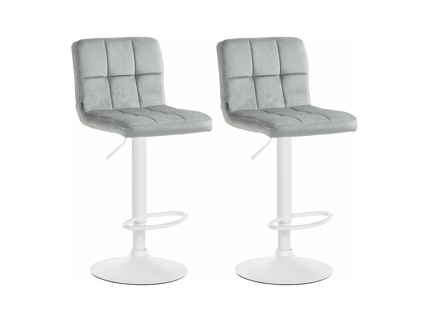 Lot de 2  Tabouret de bar - Velours & Blanc - Gris - Peru