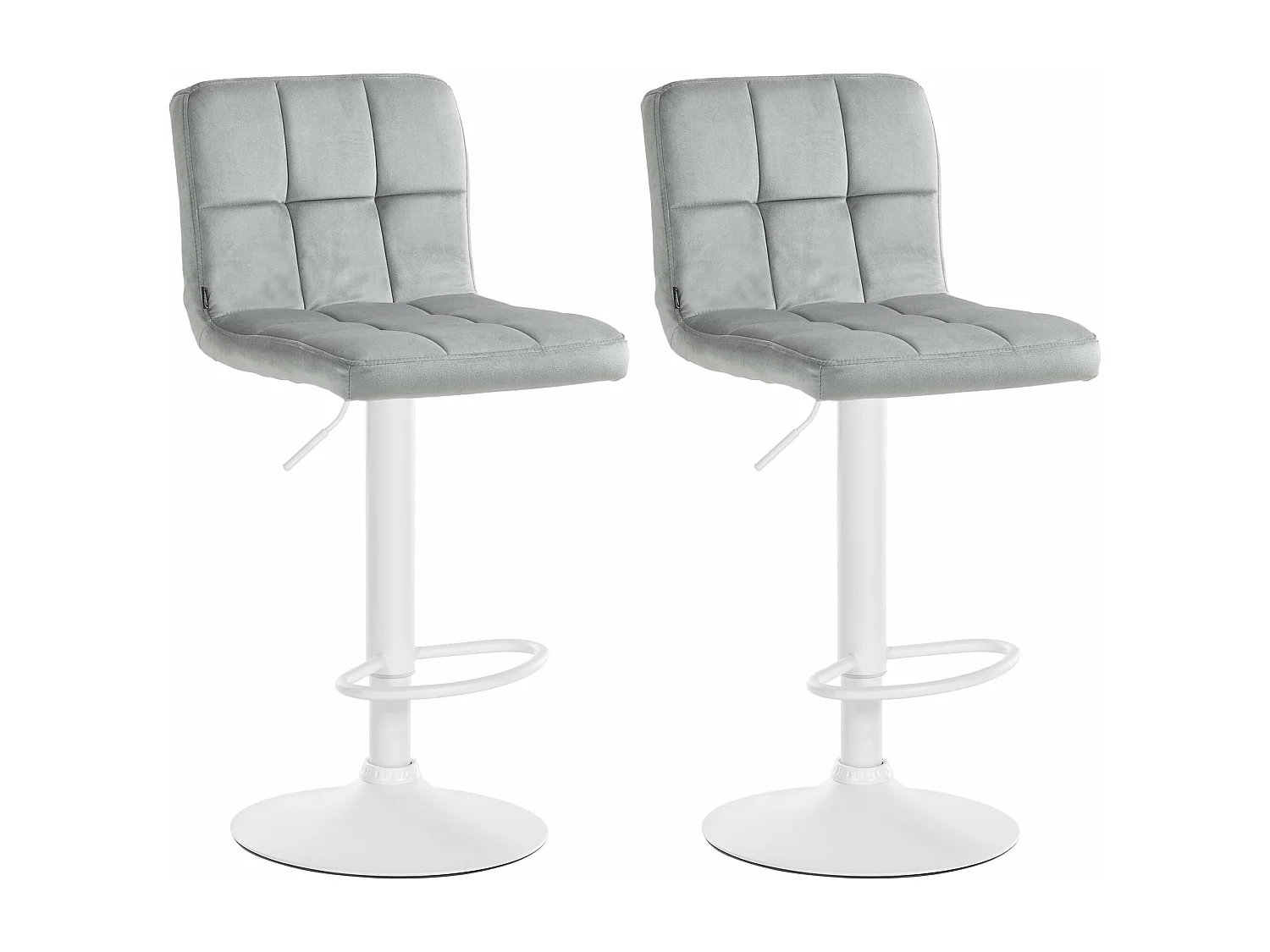 Lot de 2  Tabouret de bar - Velours & Blanc - Gris - Peru