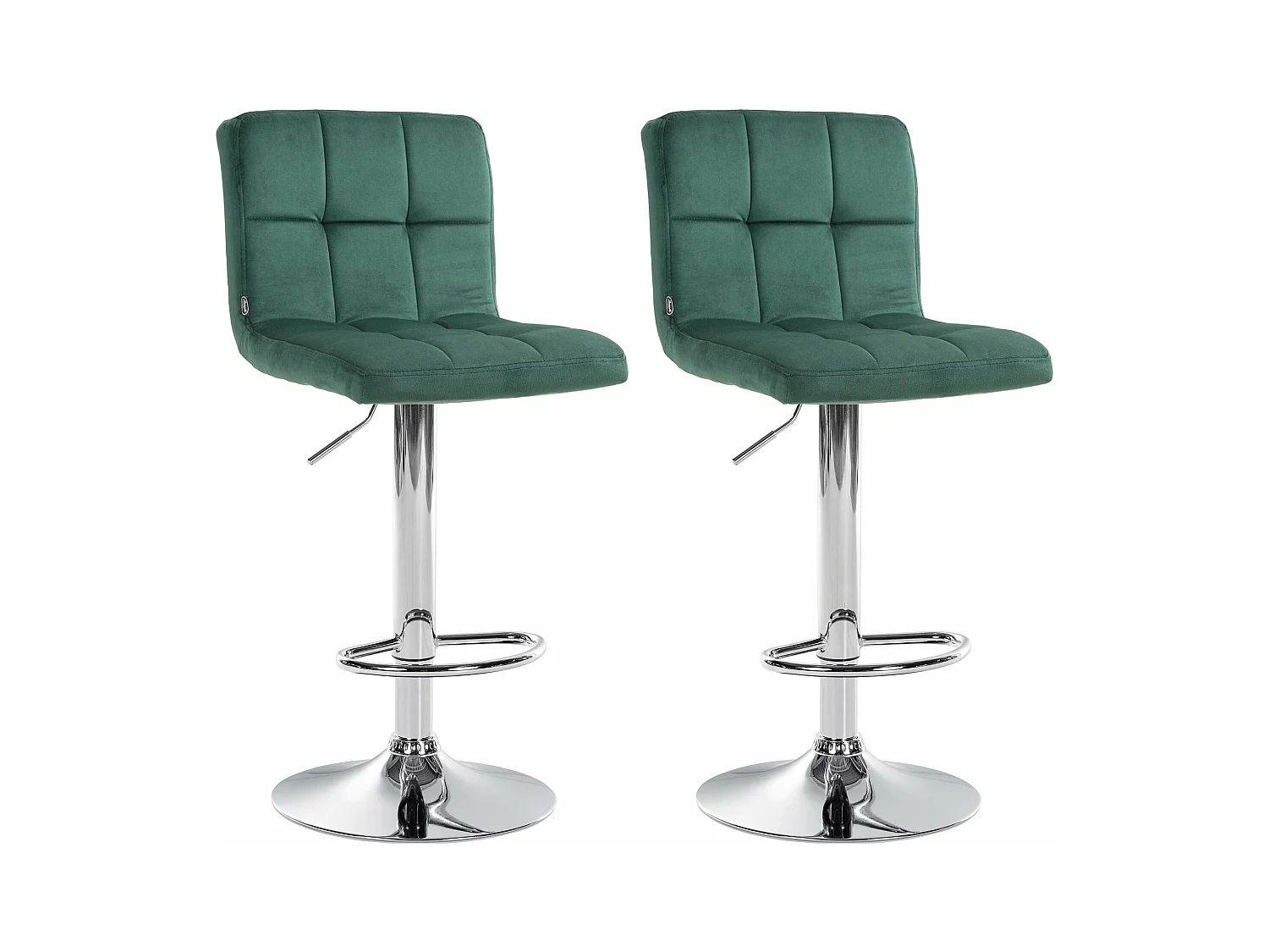 Lot de 2  Tabouret de bar - Velours & Chrome - Vert - Peru