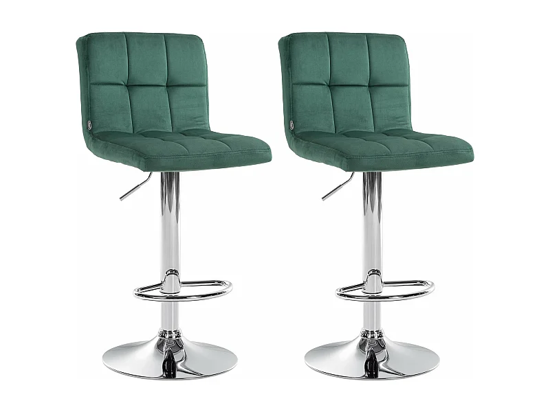 Lot de 2  Tabouret de bar - Velours & Chrome - Vert - Peru