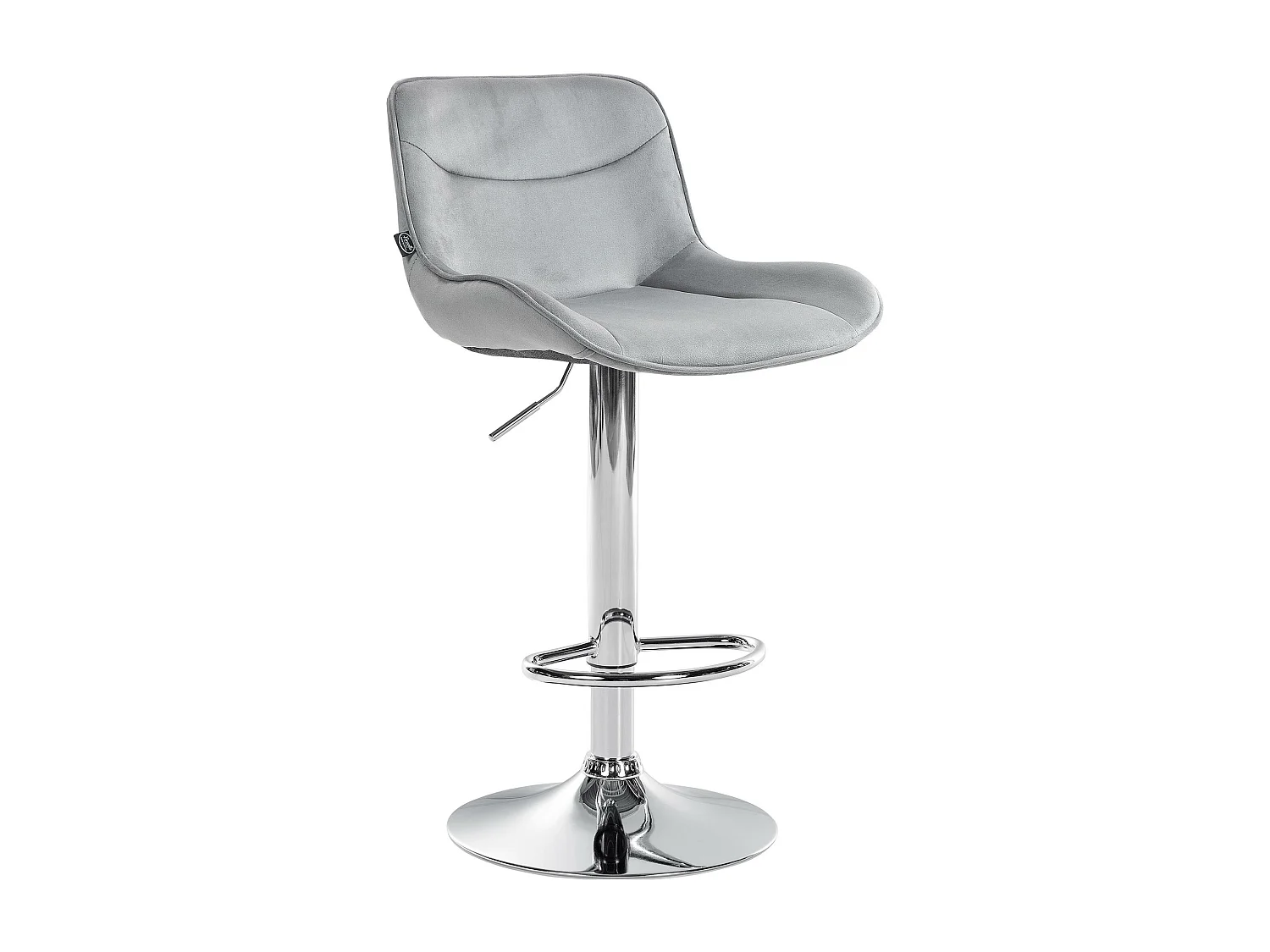 Tabouret de bar - Velours & Chrome - Gris - Vonore