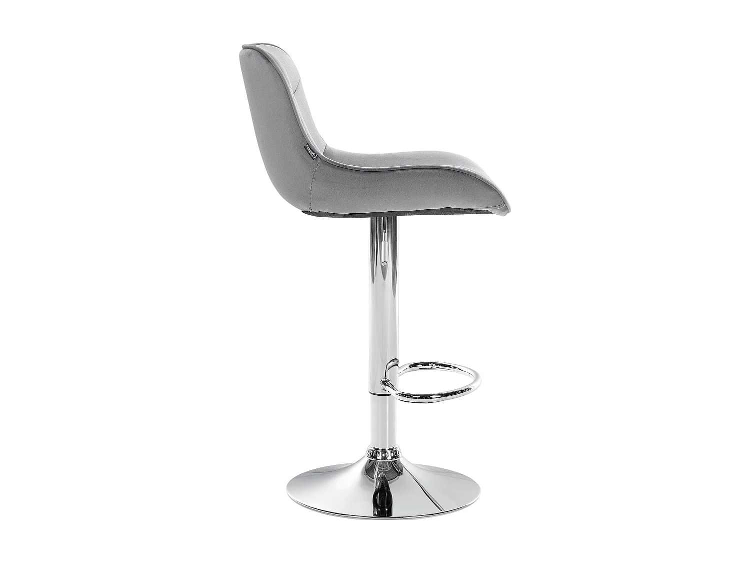 Tabouret de bar - Velours & Chrome - Gris - Vonore