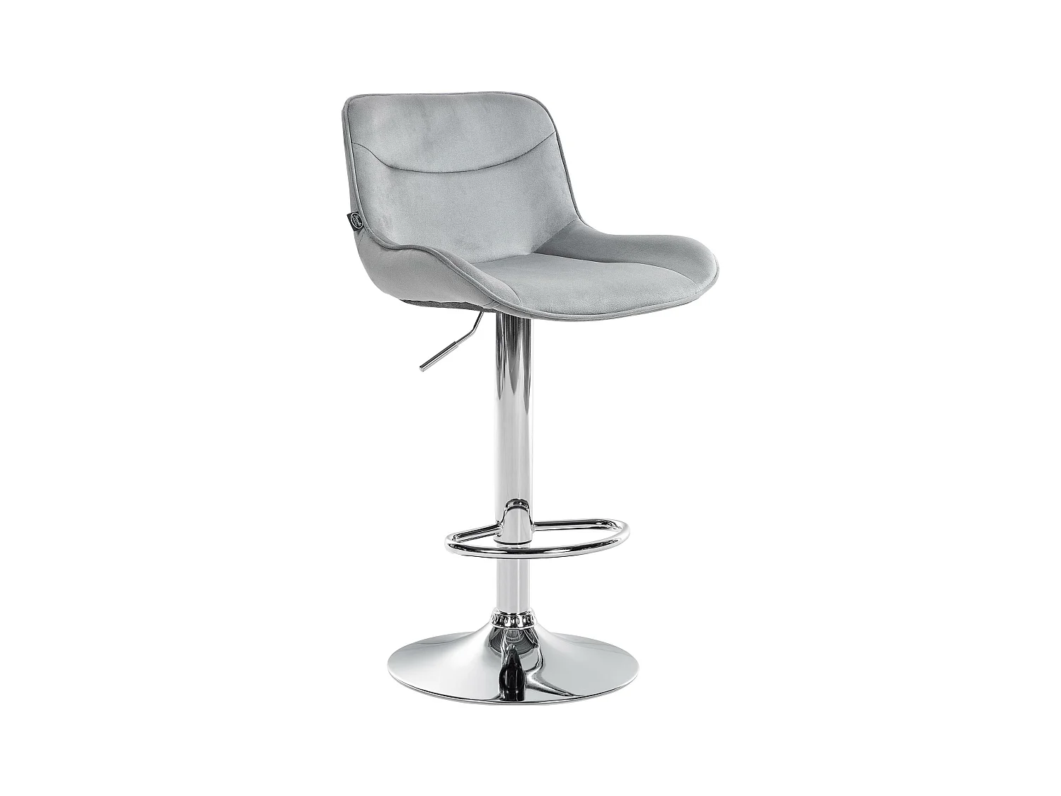 Tabouret de bar - Velours & Chrome - Gris - Vonore