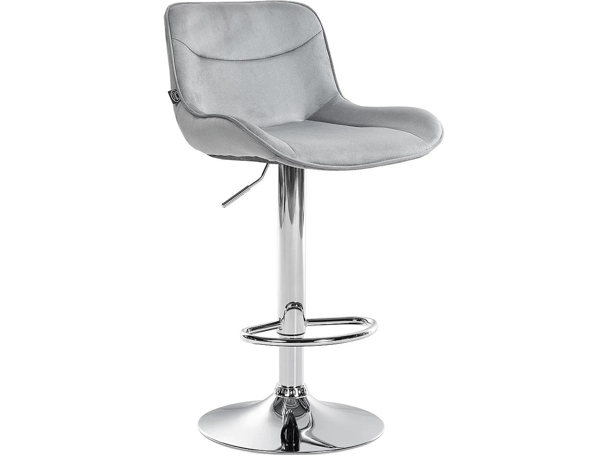 Tabouret de bar - Velours & Chrome - Gris - Vonore