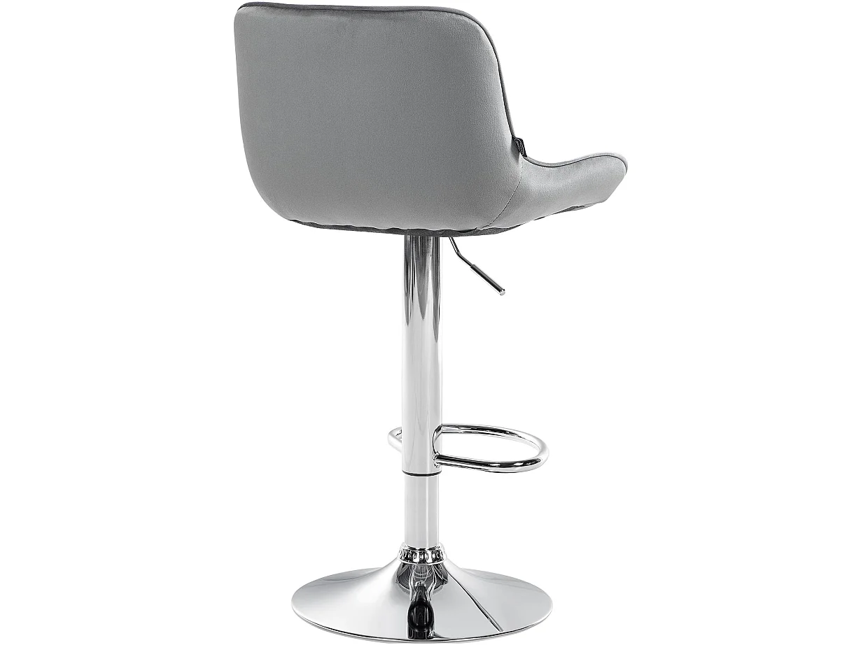 Tabouret de bar - Velours & Chrome - Gris - Vonore