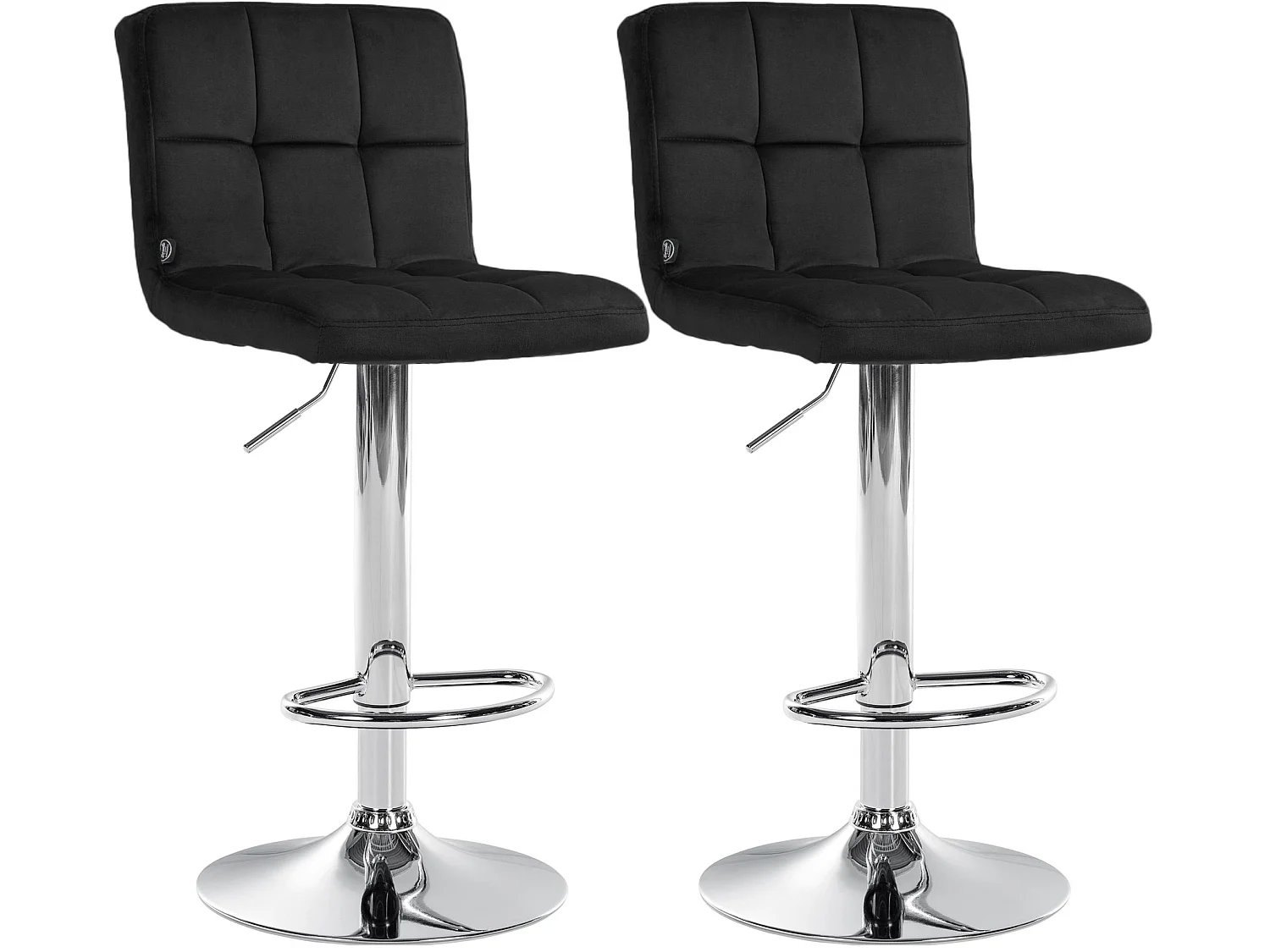 Lot de 2  Tabouret de bar - Velours & Chrome - Noir - Peru