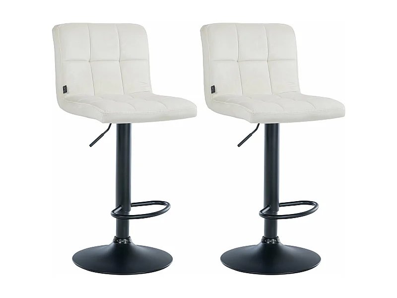 Lot de 2  Tabouret de bar - Velours & Noir - Crème - Peru