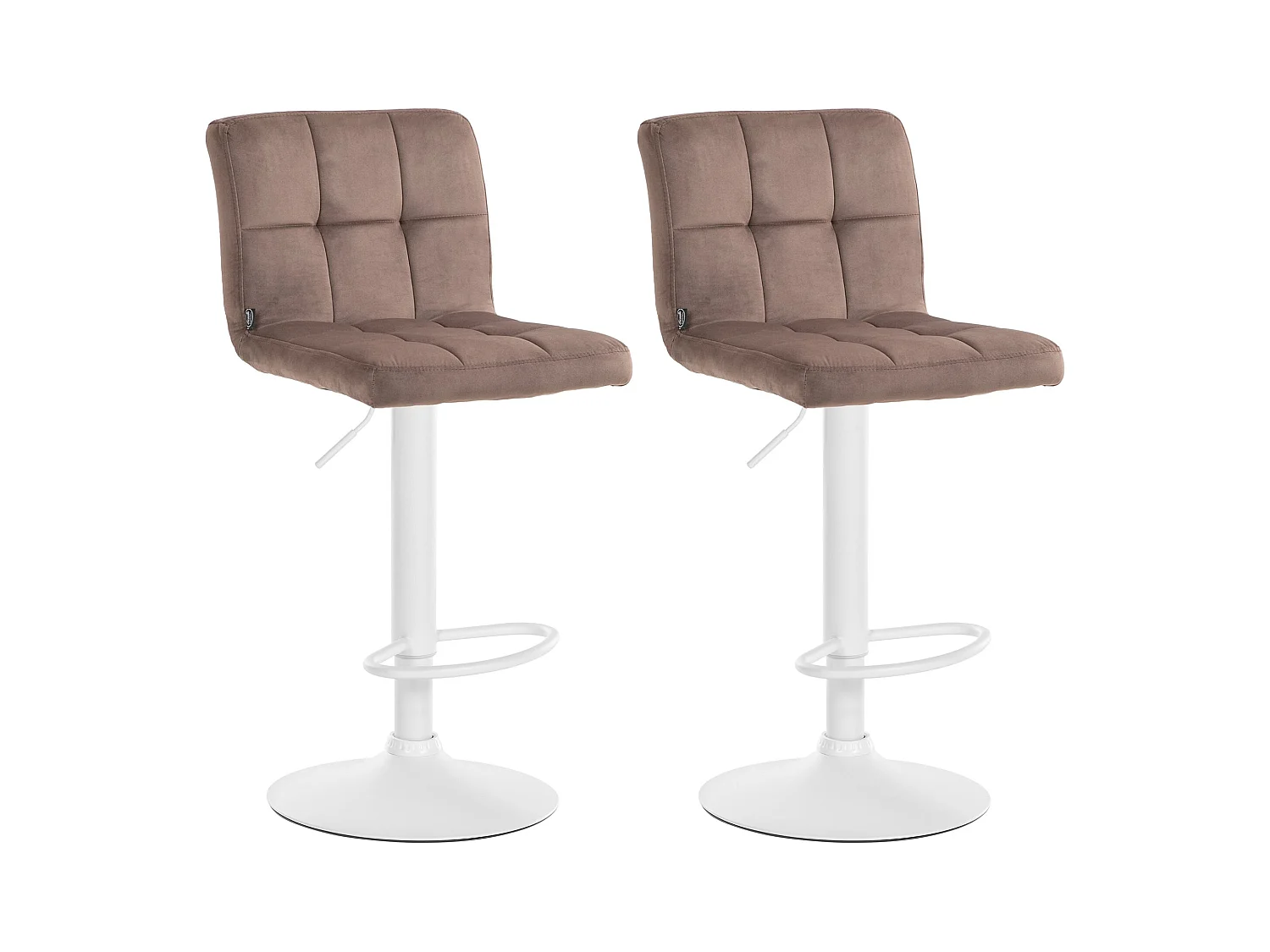 Lot de 2  Tabouret de bar - Velours & Blanc - Marron - Peru