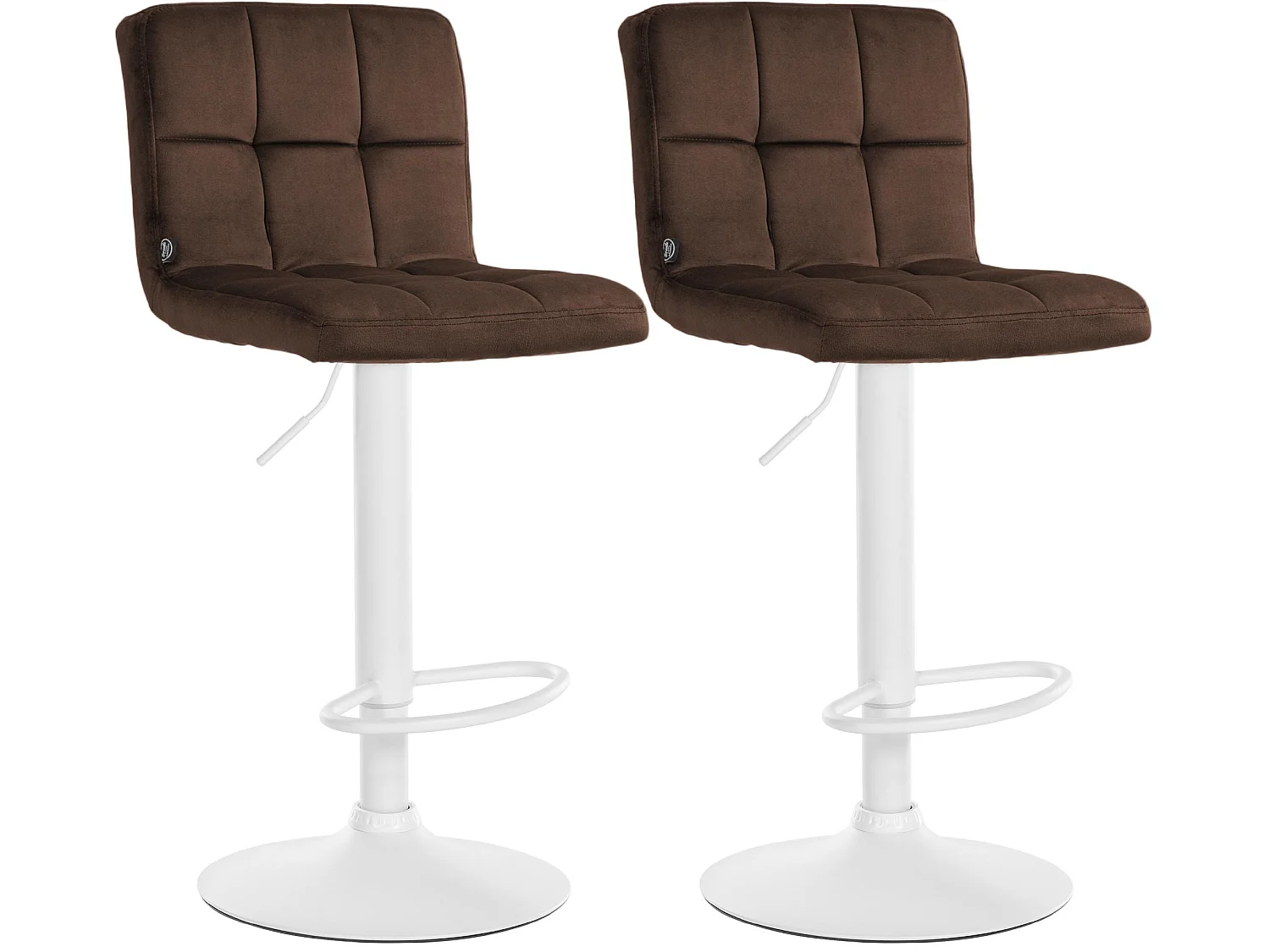 Lot de 2  Tabouret de bar - Velours & Blanc - Marron - Peru