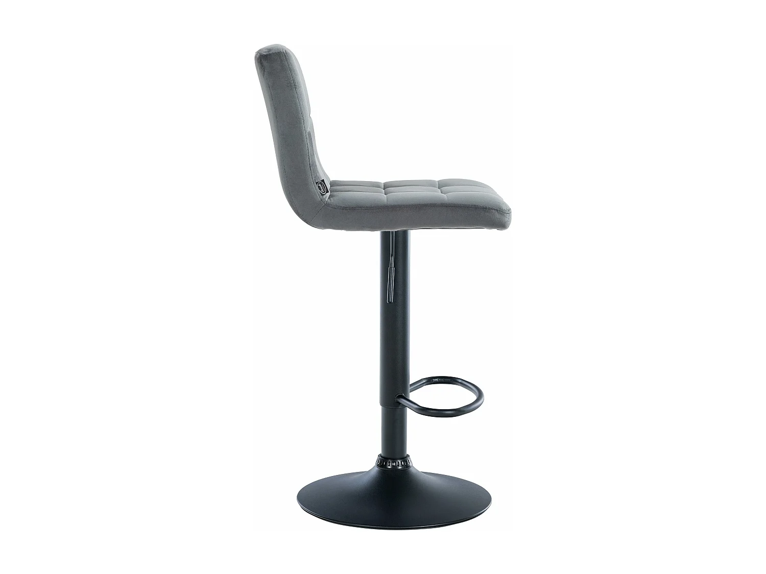 Lot de 2  Tabouret de bar - Velours & Noir - Gris foncé - Peru