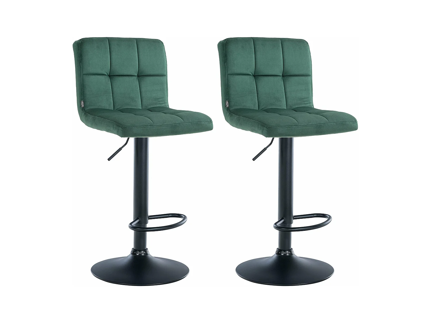 Lot de 2  Tabouret de bar - Velours & Noir - Vert - Peru