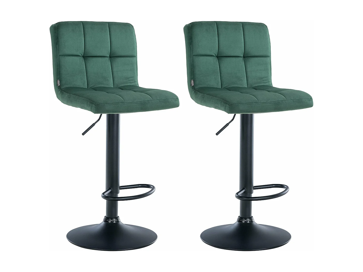 Lot de 2  Tabouret de bar - Velours & Noir - Vert - Peru