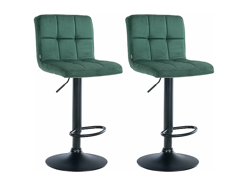 Lot de 2  Tabouret de bar - Velours & Noir - Vert - Peru