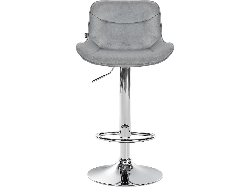 Lot de 2  Tabouret de bar - Velours & Chrome - Gris - Vonore