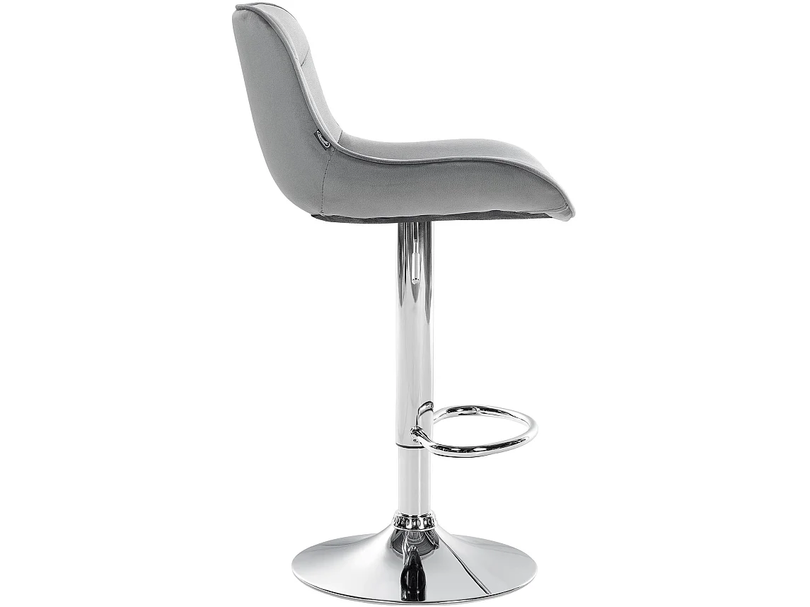 Lot de 2  Tabouret de bar - Velours & Chrome - Gris - Vonore