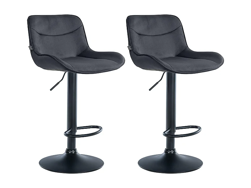 Lot de 2  Tabouret de bar - Velours & Noir - Noir - Vonore