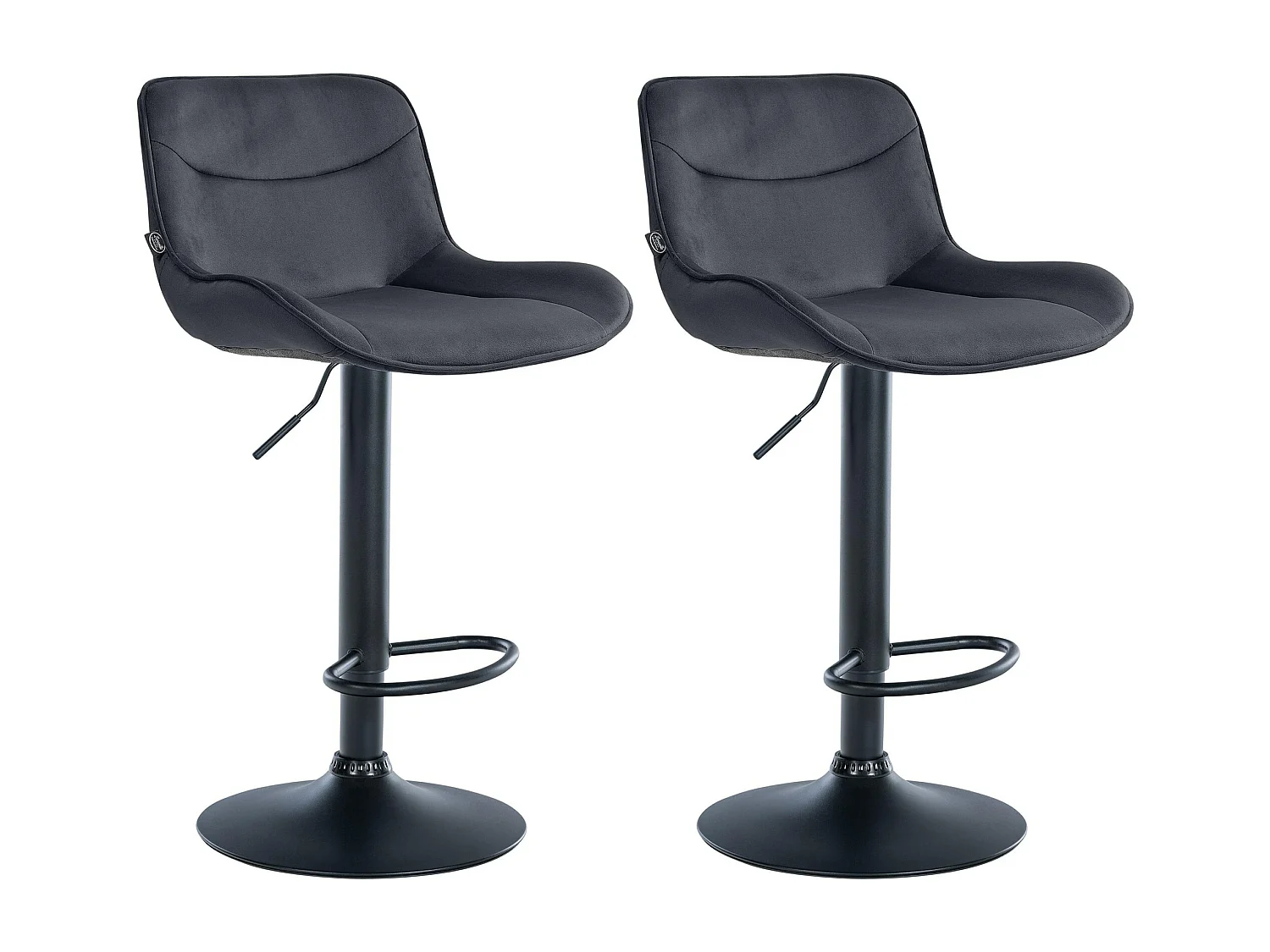 Lot de 2  Tabouret de bar - Velours & Noir - Noir - Vonore