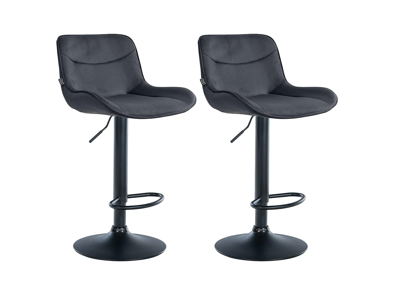 Lot de 2  Tabouret de bar - Velours & Noir - Noir - Vonore