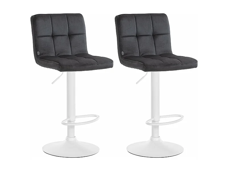 Lot de 2  Tabouret de bar - Velours & Blanc - Noir - Peru