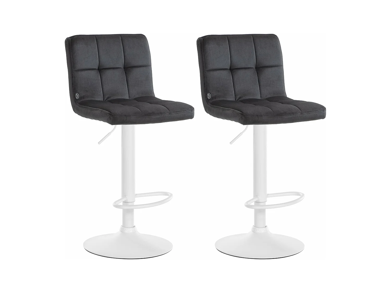 Lot de 2  Tabouret de bar - Velours & Blanc - Noir - Peru