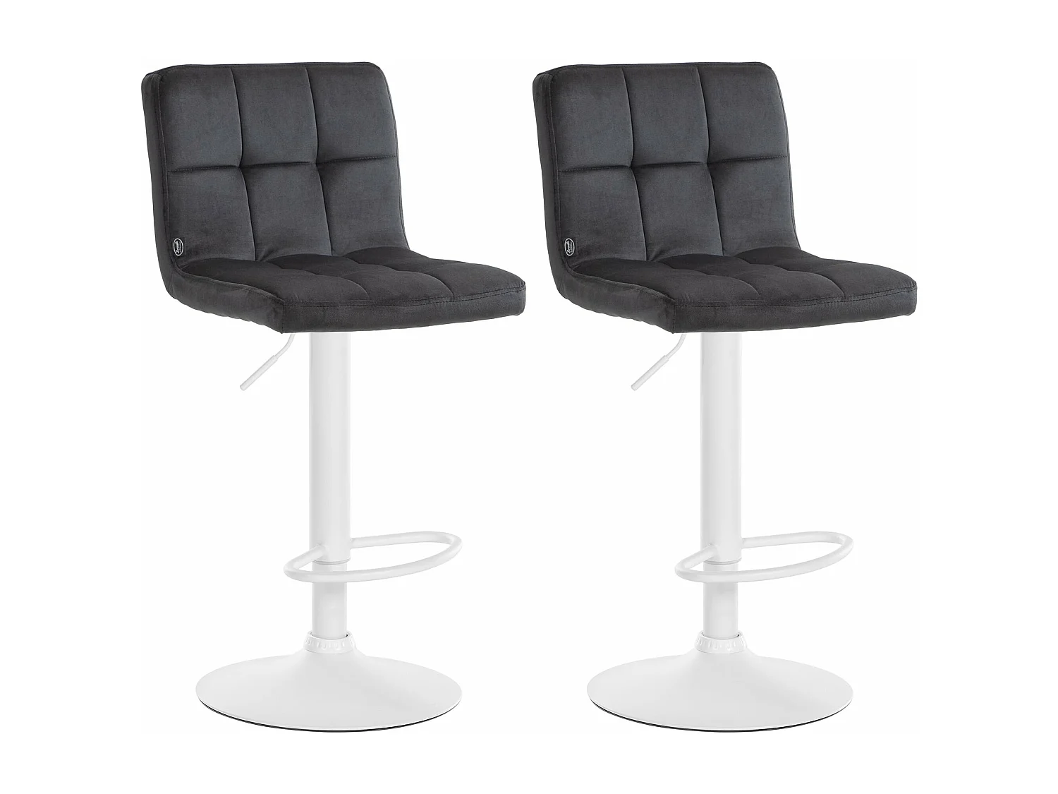 Lot de 2  Tabouret de bar - Velours & Blanc - Noir - Peru