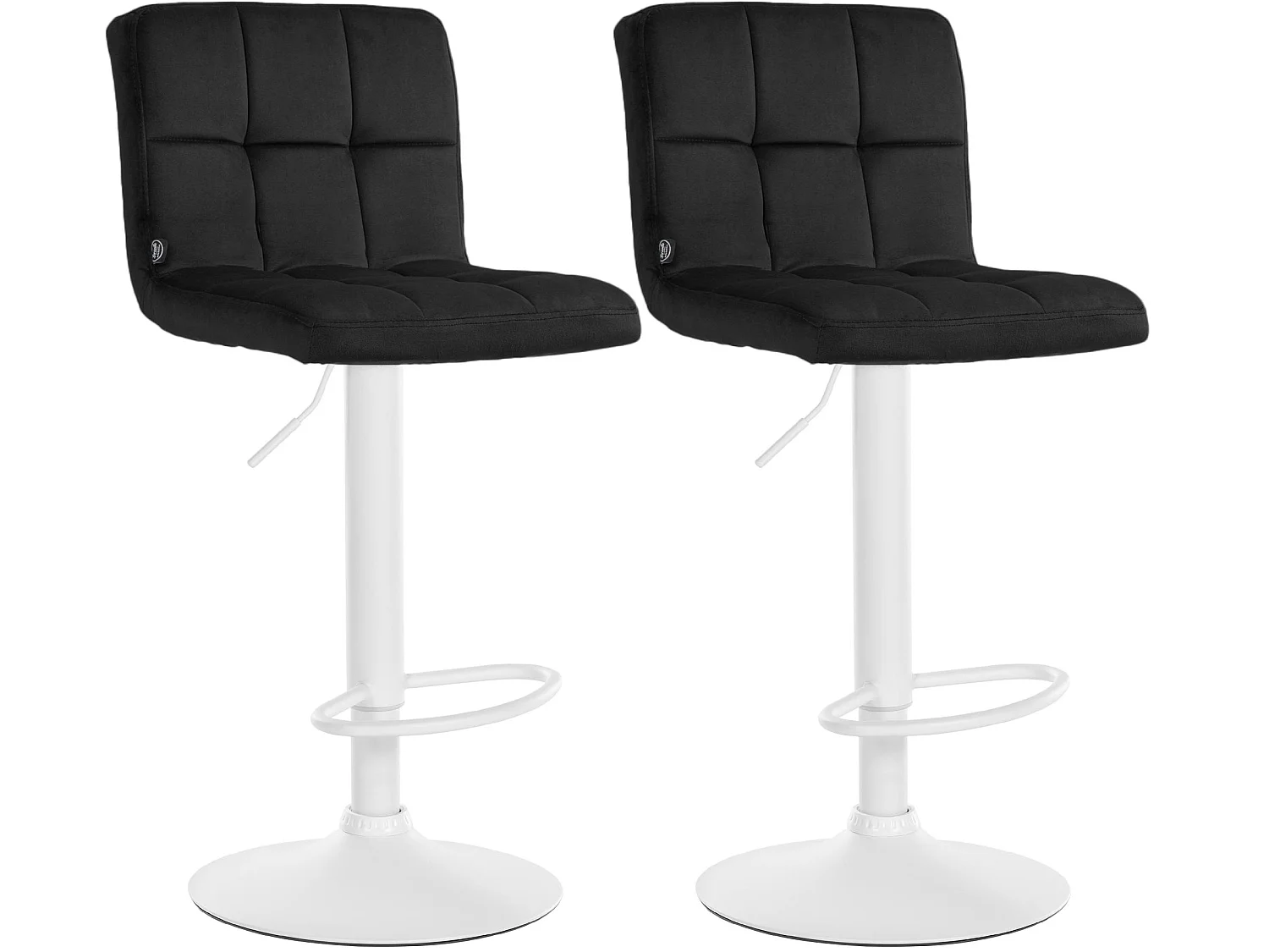 Lot de 2  Tabouret de bar - Velours & Blanc - Noir - Peru