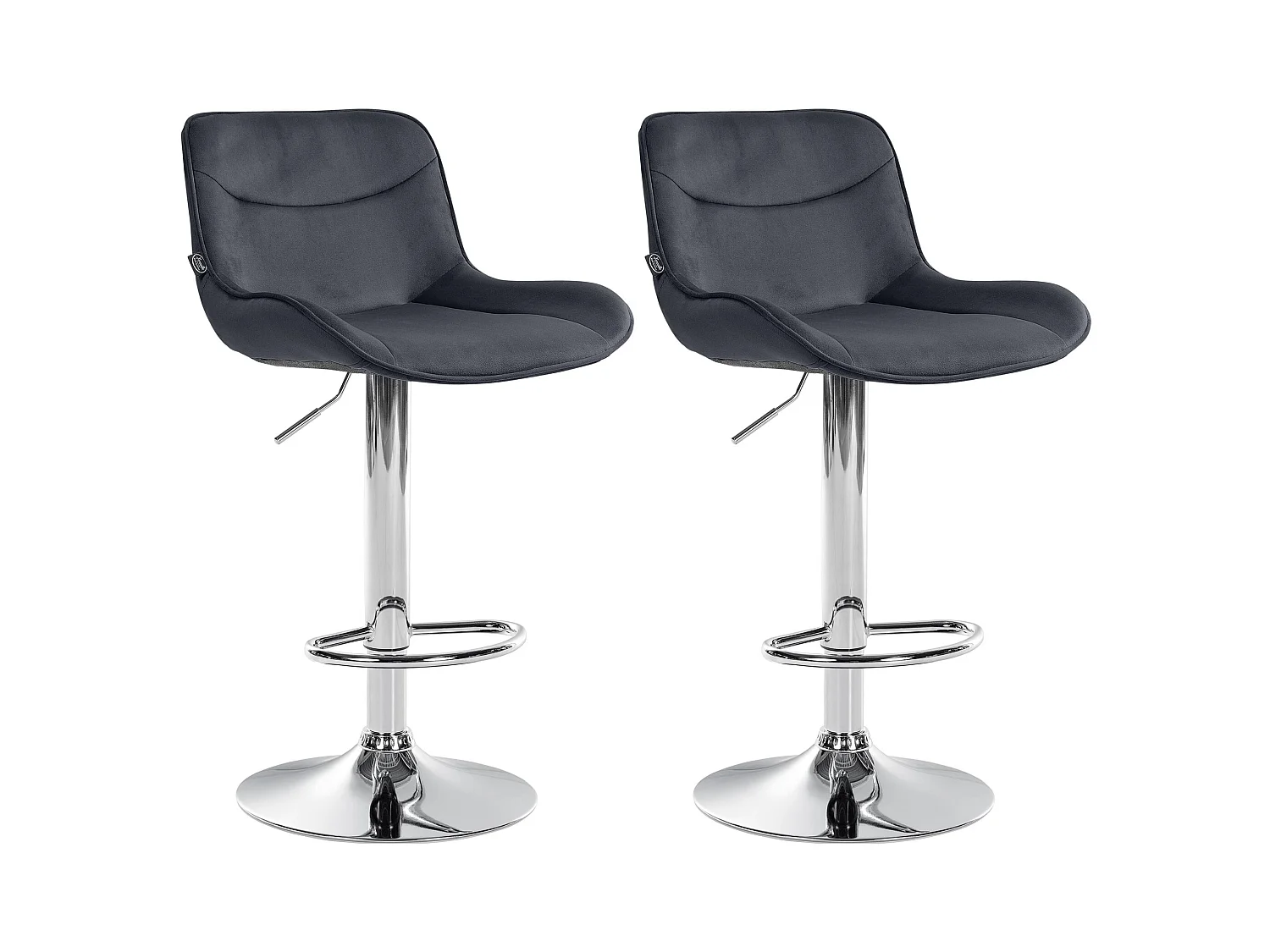 Lot de 2  Tabouret de bar - Velours & Chrome - Noir - Vonore