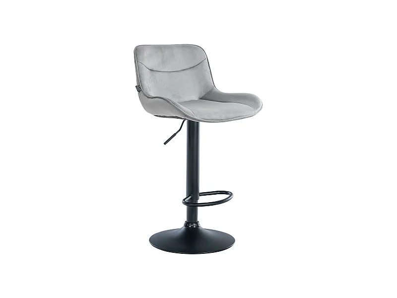 Tabouret de bar - Velours & Noir - Gris - Vonore