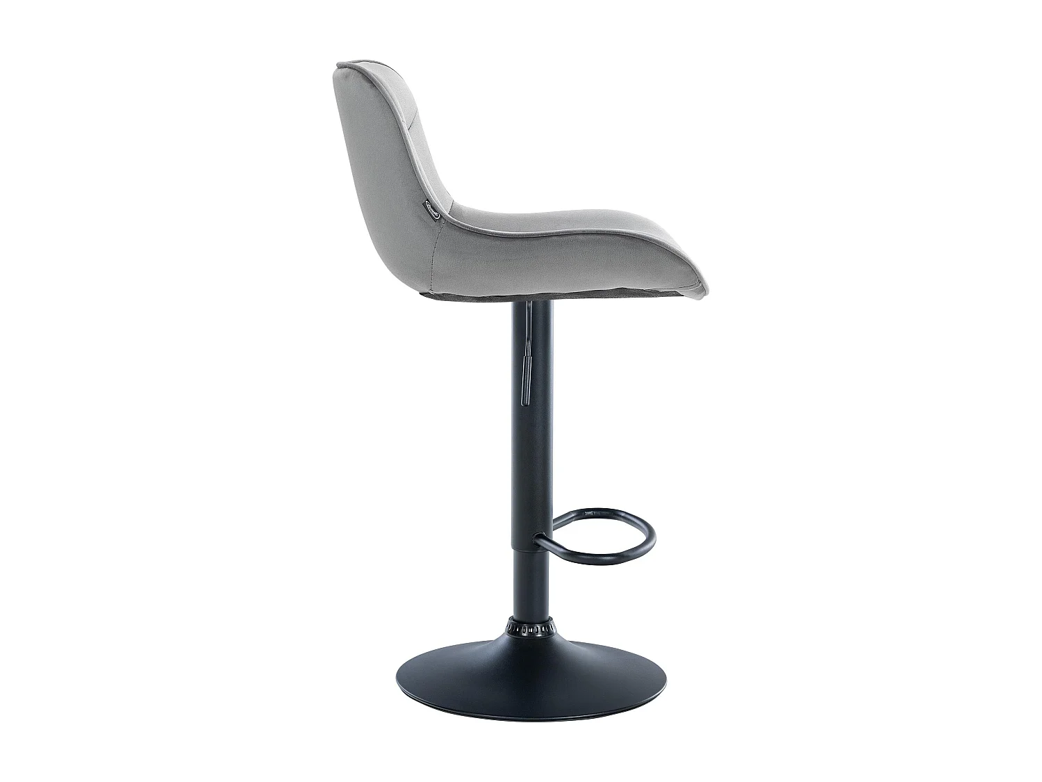 Tabouret de bar - Velours & Noir - Gris - Vonore